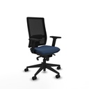 Horna sincro malla negra similpiel azul marino brazos 2D base piramidal  ruedas 65mm nailon