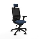 Horna sincro malla negra similpiel azul marino brazos 2D base piramidal cabecero 2D ruedas 65mm nailon