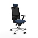 Horna sincro malla negra similpiel azul marino brazos 2D base aluminio cabecero 2D ruedas 65mm nailon