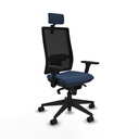 Horna sincro malla negra similpiel azul marino brazos 3D base piramidal cabecero 2D ruedas 65mm nailon