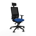Horna sincro malla negra similpiel azul brazos 1D base piramidal cabecero fijo ruedas 65mm engomadas
