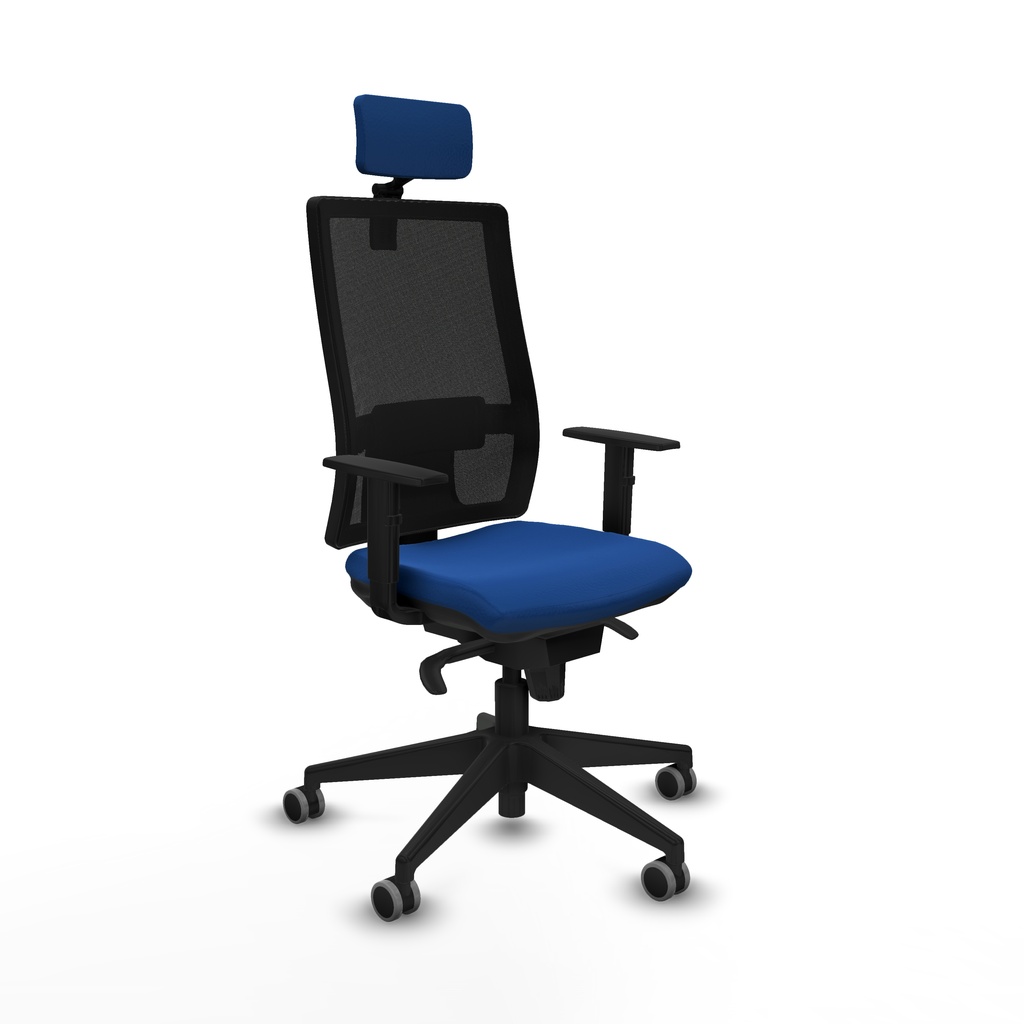 Horna sincro malla negra similpiel azul brazos 1D base piramidal cabecero 2D ruedas 65mm engomadas