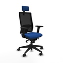 Horna sincro malla negra similpiel azul brazos 2D base piramidal cabecero 2D ruedas 65mm nailon