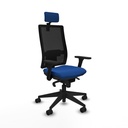 Horna sincro malla negra similpiel azul brazos 3D base piramidal cabecero 2D ruedas 65mm nailon
