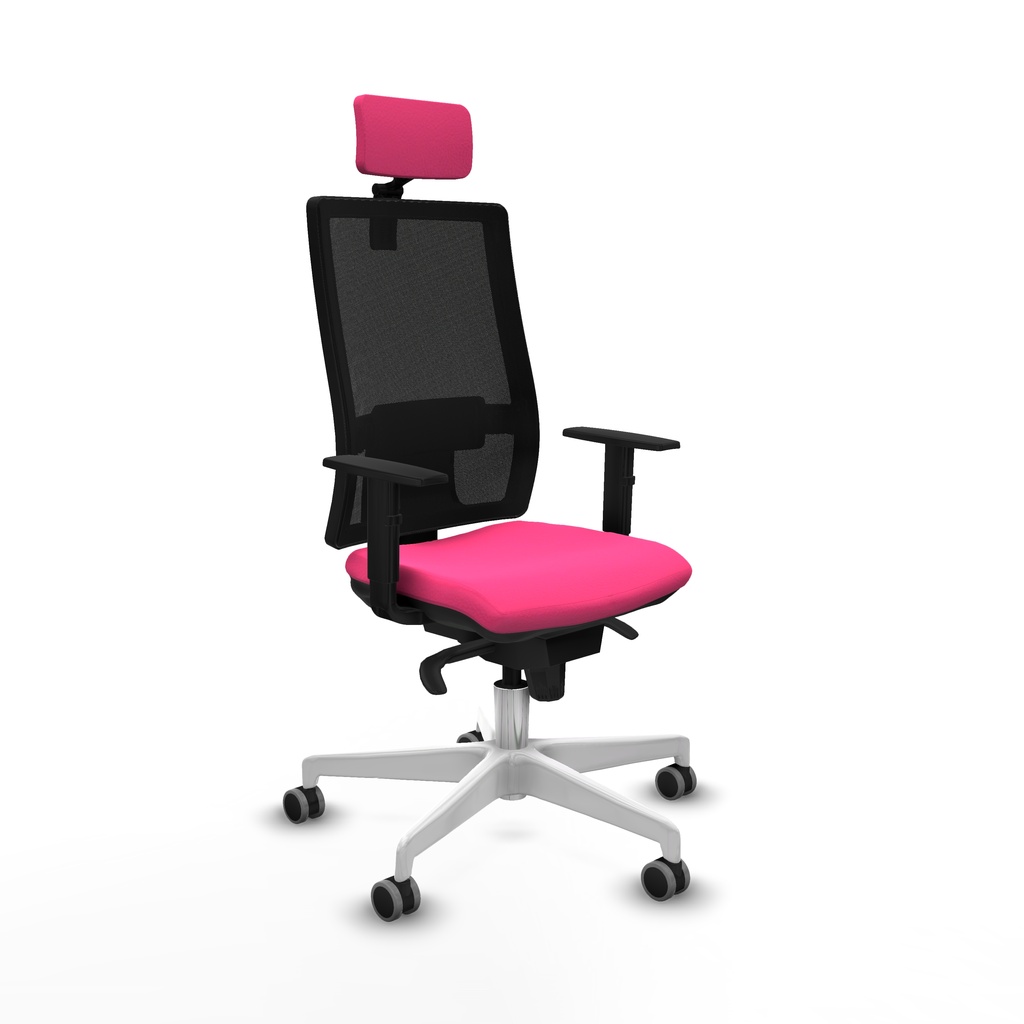 Horna sincro malla negra similpiel rosa brazos 1D base blanca cabecero 2D ruedas 65mm engomadas