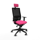 Horna sincro malla negra similpiel rosa brazos 1D base piramidal cabecero 2D ruedas 65mm engomadas