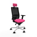 Horna sincro malla negra similpiel rosa brazos 2D base blanca cabecero 2D ruedas 65mm nailon