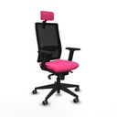 Horna sincro malla negra similpiel rosa brazos 2D base piramidal cabecero 2D ruedas 65mm engomadas