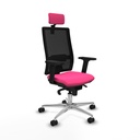 Horna sincro malla negra similpiel rosa brazos 2D base aluminio cabecero 2D ruedas 65mm nailon