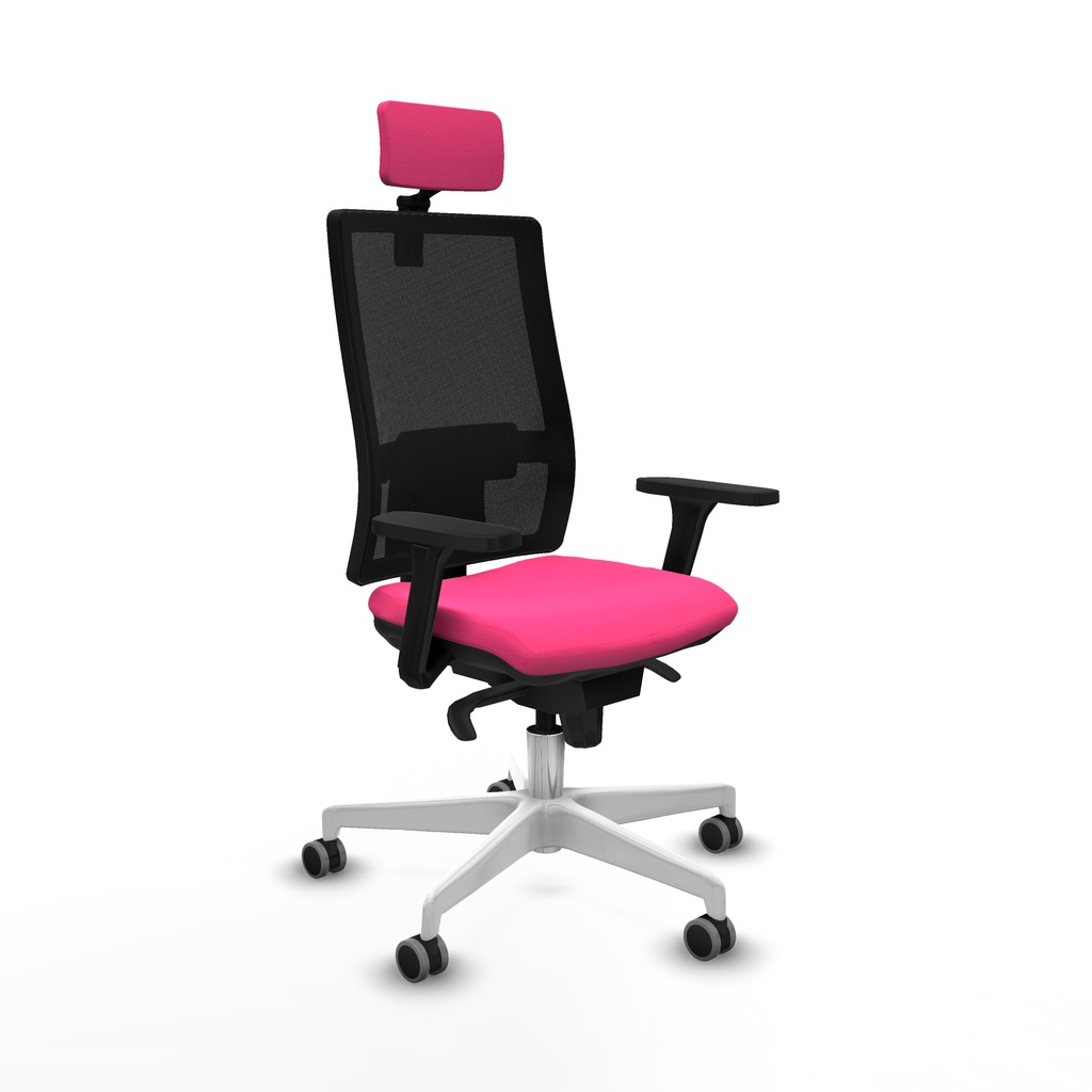 Horna sincro malla negra similpiel rosa brazos 3D base blanca cabecero 2D ruedas 65mm engomadas