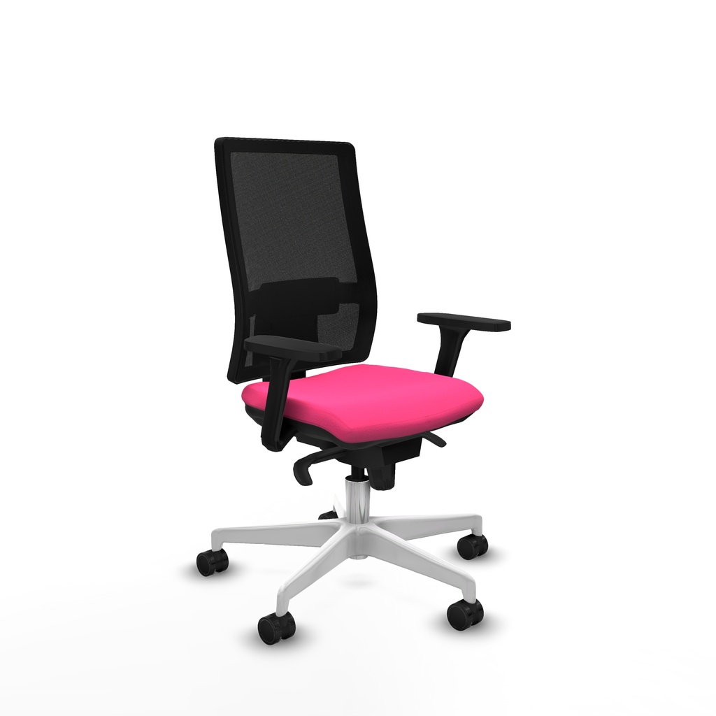 Horna sincro malla negra similpiel rosa brazos 3D base blanca  ruedas 65mm nailon