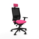 Horna sincro malla negra similpiel rosa brazos 3D base piramidal cabecero 2D ruedas 65mm nailon