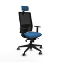 Horna sincro malla negra similpiel azul claro brazos 1D base piramidal cabecero 2D ruedas 65mm engomadas