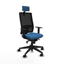 Horna sincro malla negra similpiel azul claro brazos 1D base piramidal cabecero 2D ruedas 65mm nailon