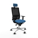 Horna sincro malla negra similpiel azul claro brazos 1D base aluminio cabecero 2D ruedas 65mm engomadas
