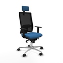 Horna sincro malla negra similpiel azul claro brazos 1D base aluminio cabecero 2D ruedas 65mm nailon