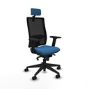 Horna sincro malla negra similpiel azul claro brazos 2D base piramidal cabecero 2D ruedas 65mm nailon
