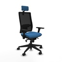 Horna sincro malla negra similpiel azul claro brazos 3D base piramidal cabecero 2D ruedas 65mm nailon