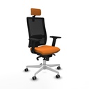 Horna sincro malla negra similpiel naranja brazos 2D base blanca cabecero 2D ruedas 65mm engomadas