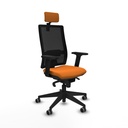Horna sincro malla negra similpiel naranja brazos 2D base piramidal cabecero 2D ruedas 65mm engomadas