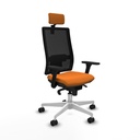 Horna sincro malla negra similpiel naranja brazos 3D base blanca cabecero 2D ruedas 65mm nailon