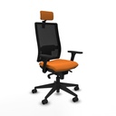 Horna sincro malla negra similpiel naranja brazos 3D base piramidal cabecero 2D ruedas 65mm nailon