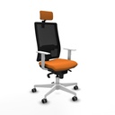 Horna sincro malla negra similpiel naranja brazos blancos base blanca cabecero 2D ruedas 65mm engomadas