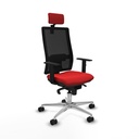 Horna sincro malla negra similpiel rojo brazos 1D base aluminio cabecero 2D ruedas 65mm nailon