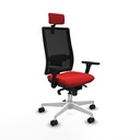 Horna sincro malla negra similpiel rojo brazos 3D base blanca cabecero 2D ruedas 65mm nailon