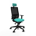 Horna sincro malla negra similpiel turquesa brazos 1D base piramidal cabecero 2D ruedas 65mm nailon
