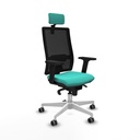Horna sincro malla negra similpiel turquesa brazos 2D base blanca cabecero 2D ruedas 65mm engomadas