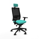 Horna sincro malla negra similpiel turquesa brazos 3D base piramidal cabecero 2D ruedas 65mm nailon