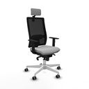 Horna sincro malla negra similpiel gris claro brazos 1D base blanca cabecero 2D ruedas 65mm engomadas