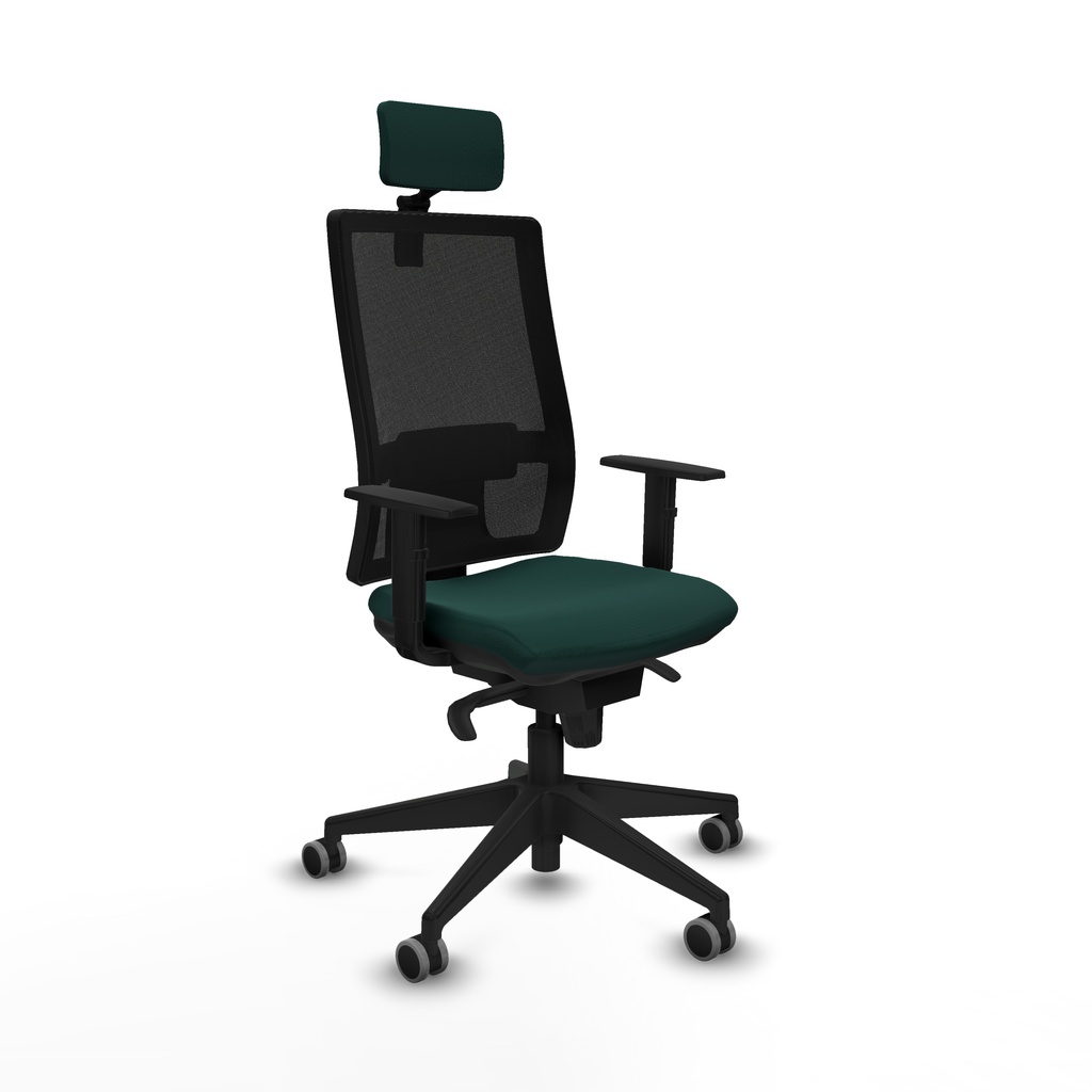 Horna sincro malla negra similpiel verde botella brazos 1D base piramidal cabecero 2D ruedas 65mm engomadas