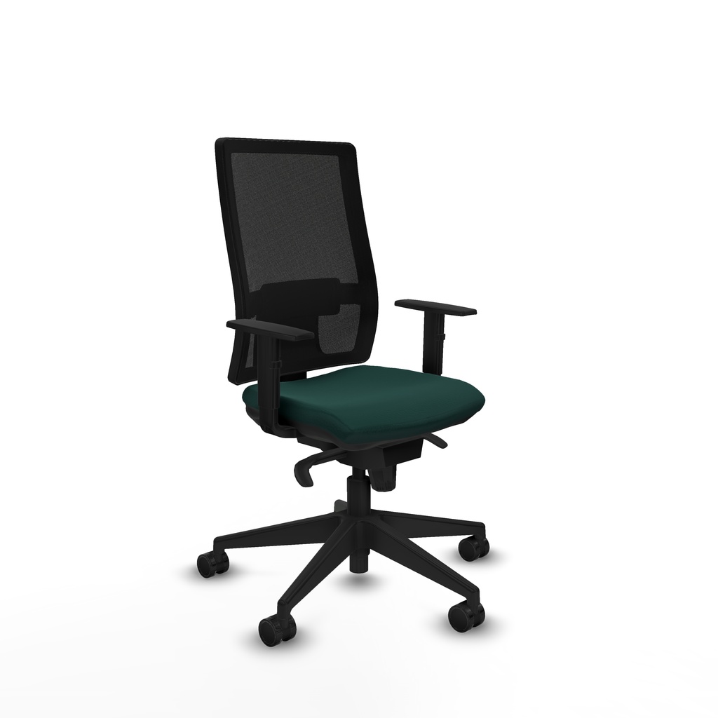 Horna sincro malla negra similpiel verde botella brazos 1D base piramidal  ruedas 65mm nailon