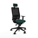Horna sincro malla negra similpiel verde botella brazos 1D base piramidal cabecero 2D ruedas 65mm nailon
