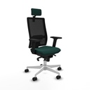 Horna sincro malla negra similpiel verde botella brazos 2D base blanca cabecero 2D ruedas 65mm nailon