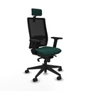 Horna sincro malla negra similpiel verde botella brazos 2D base piramidal cabecero 2D ruedas 65mm nailon