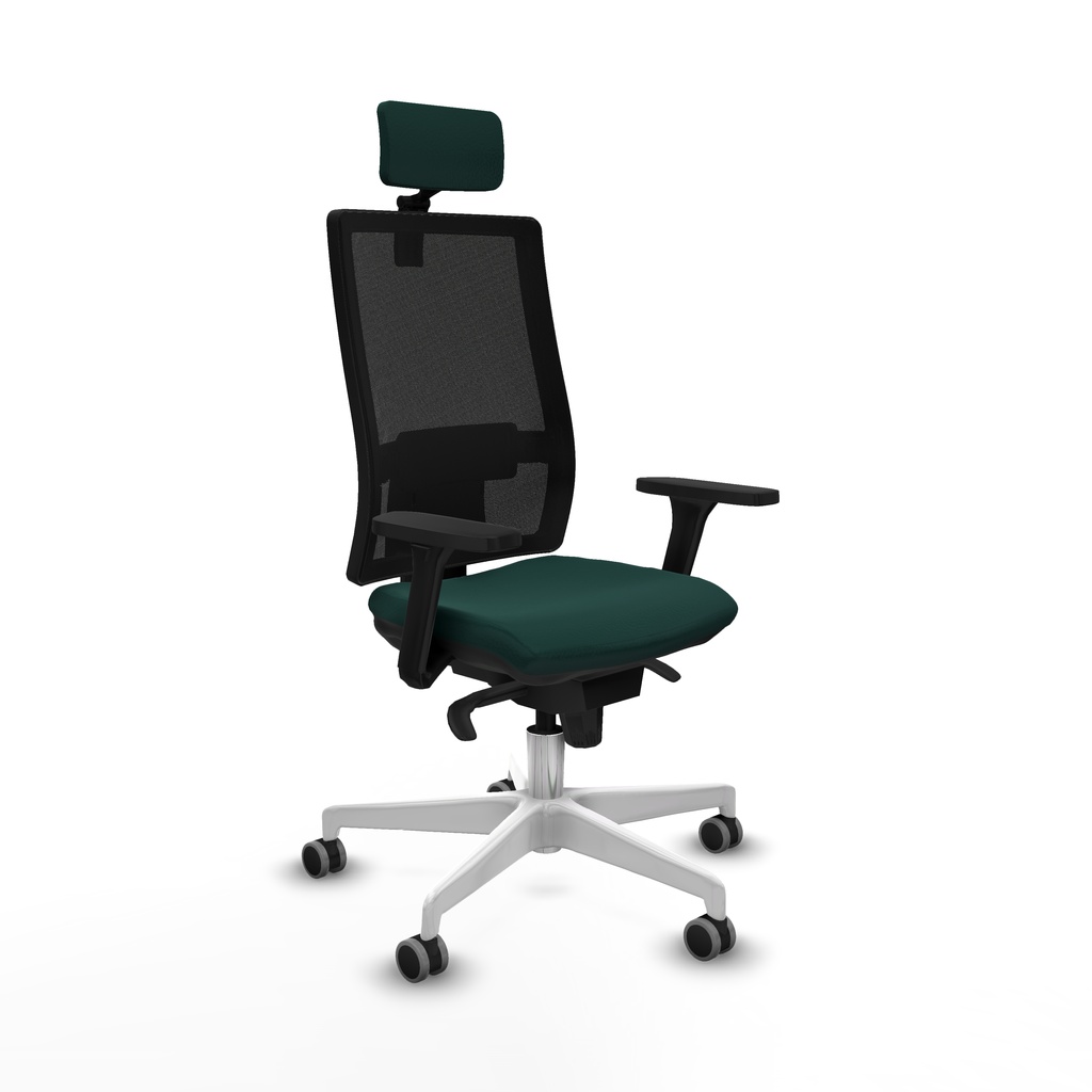 Horna sincro malla negra similpiel verde botella brazos 3D base blanca cabecero 2D ruedas 65mm engomadas