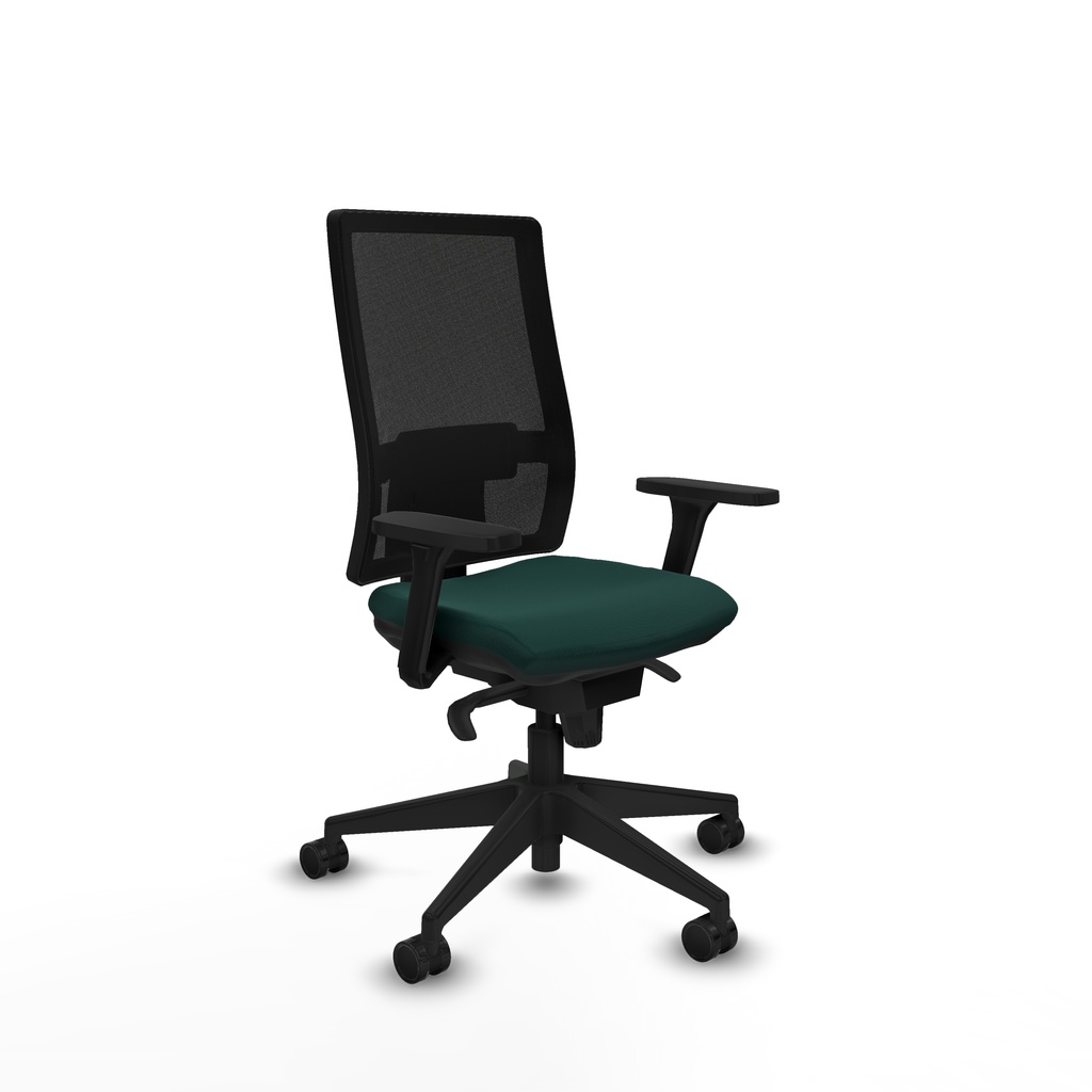 Horna sincro malla negra similpiel verde botella brazos 3D base piramidal  ruedas 65mm nailon