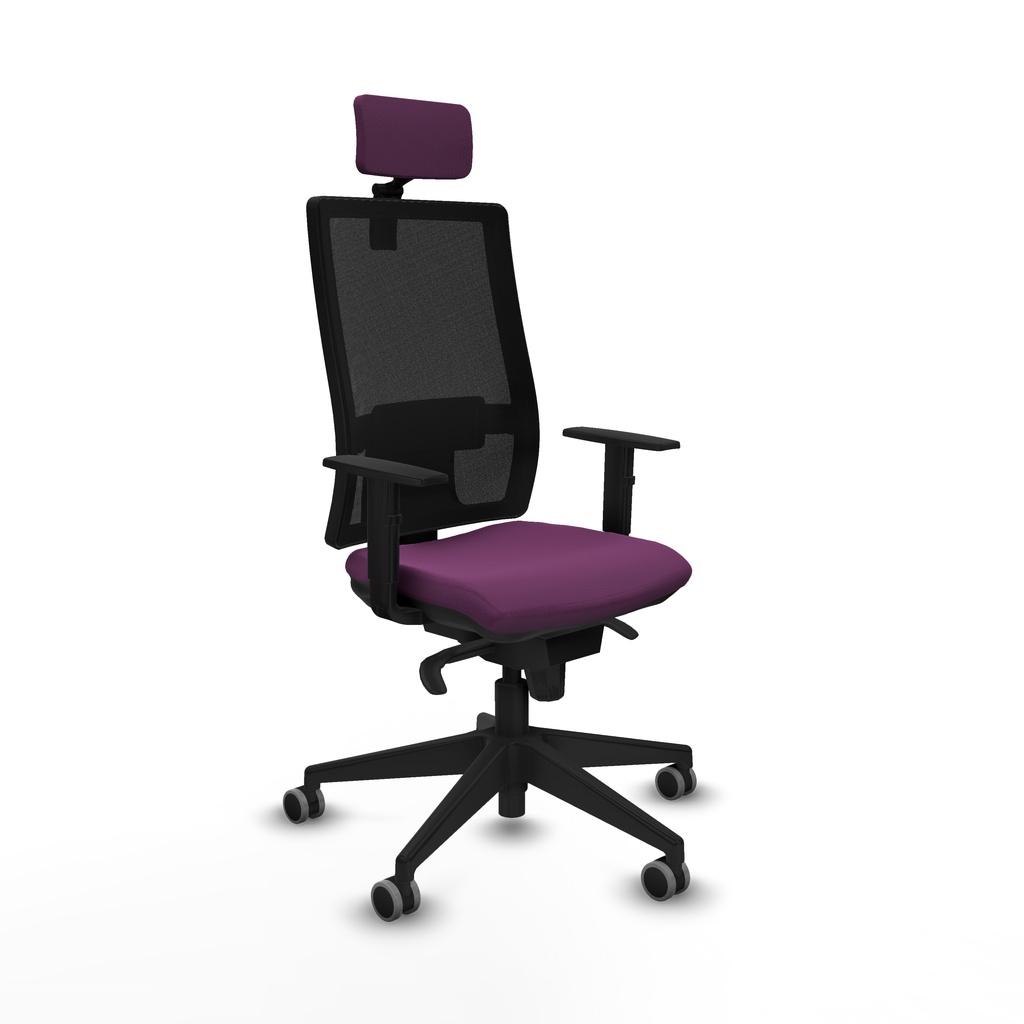 Horna sincro malla negra similpiel morado brazos 1D base piramidal cabecero 2D ruedas 65mm engomadas