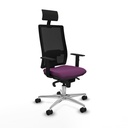 Horna sincro malla negra similpiel morado brazos 1D base aluminio cabecero fijo ruedas 65mm nailon
