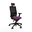 Horna sincro malla negra similpiel morado brazos 2D base piramidal cabecero 2D ruedas 65mm nailon