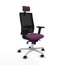 Horna sincro malla negra similpiel morado brazos 2D base aluminio cabecero 2D ruedas 65mm nailon