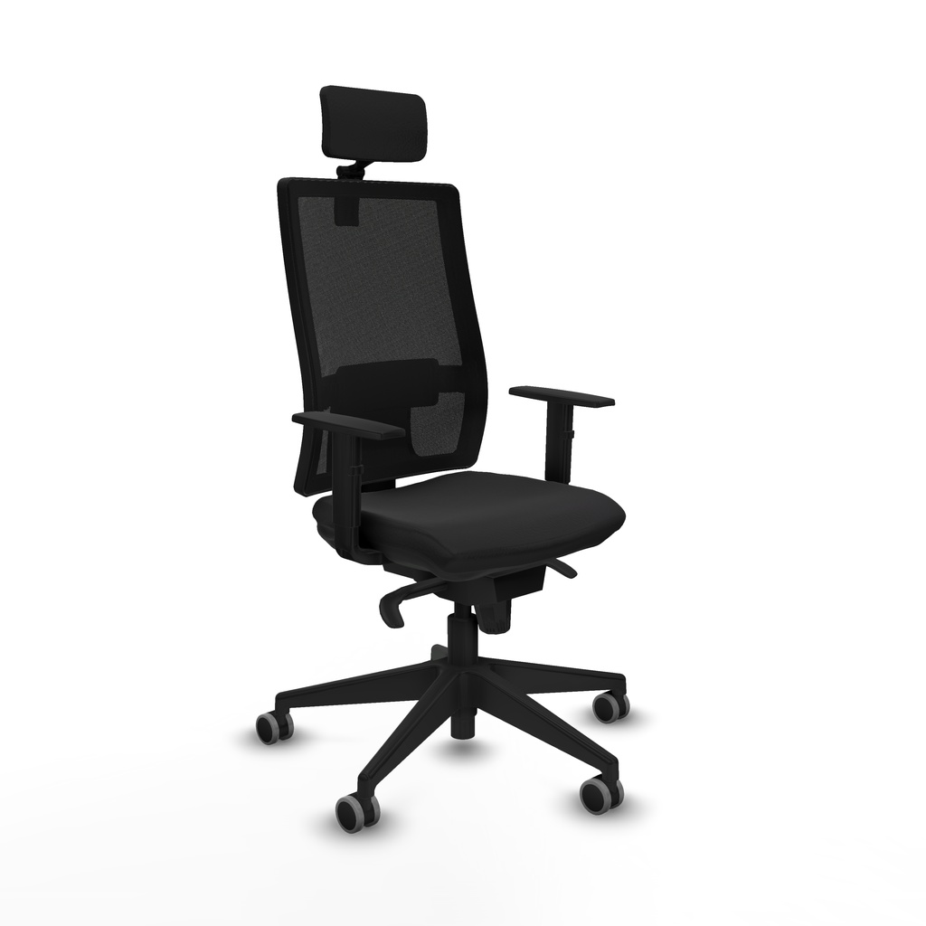 Horna sincro malla negra similpiel negro brazos 1D base piramidal cabecero 2D ruedas 65mm engomadas