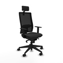 Horna sincro malla negra similpiel negro brazos 1D base piramidal cabecero 2D ruedas 65mm nailon