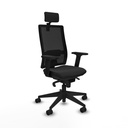 Horna sincro malla negra similpiel negro brazos 2D base piramidal cabecero 2D ruedas 65mm nailon
