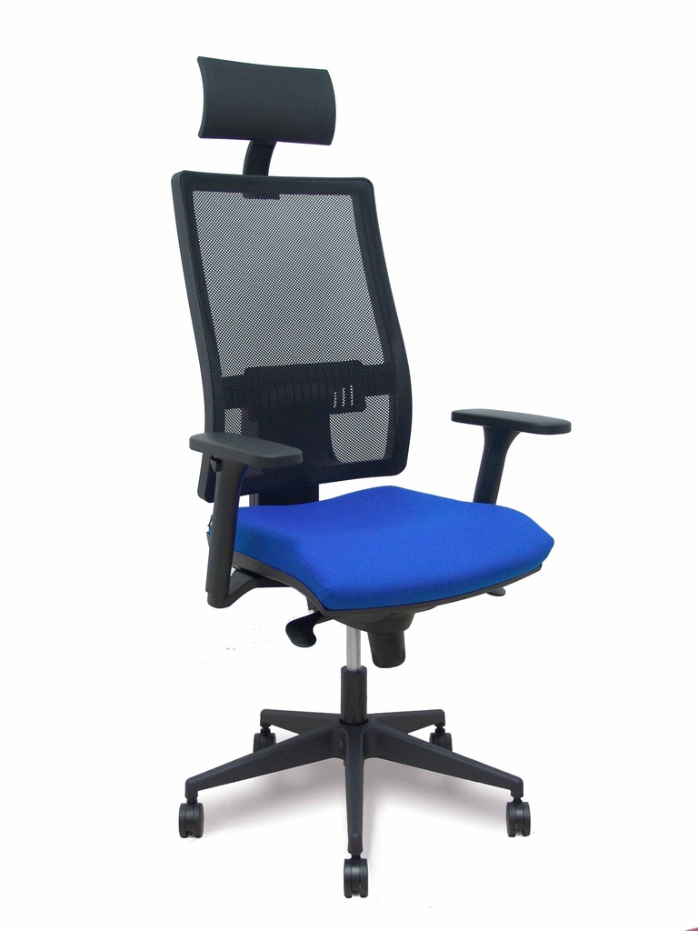 Silla Horna sincro resp. malla negro asto. bali azul brazos 3D ruedas 65mm cabecero fijo