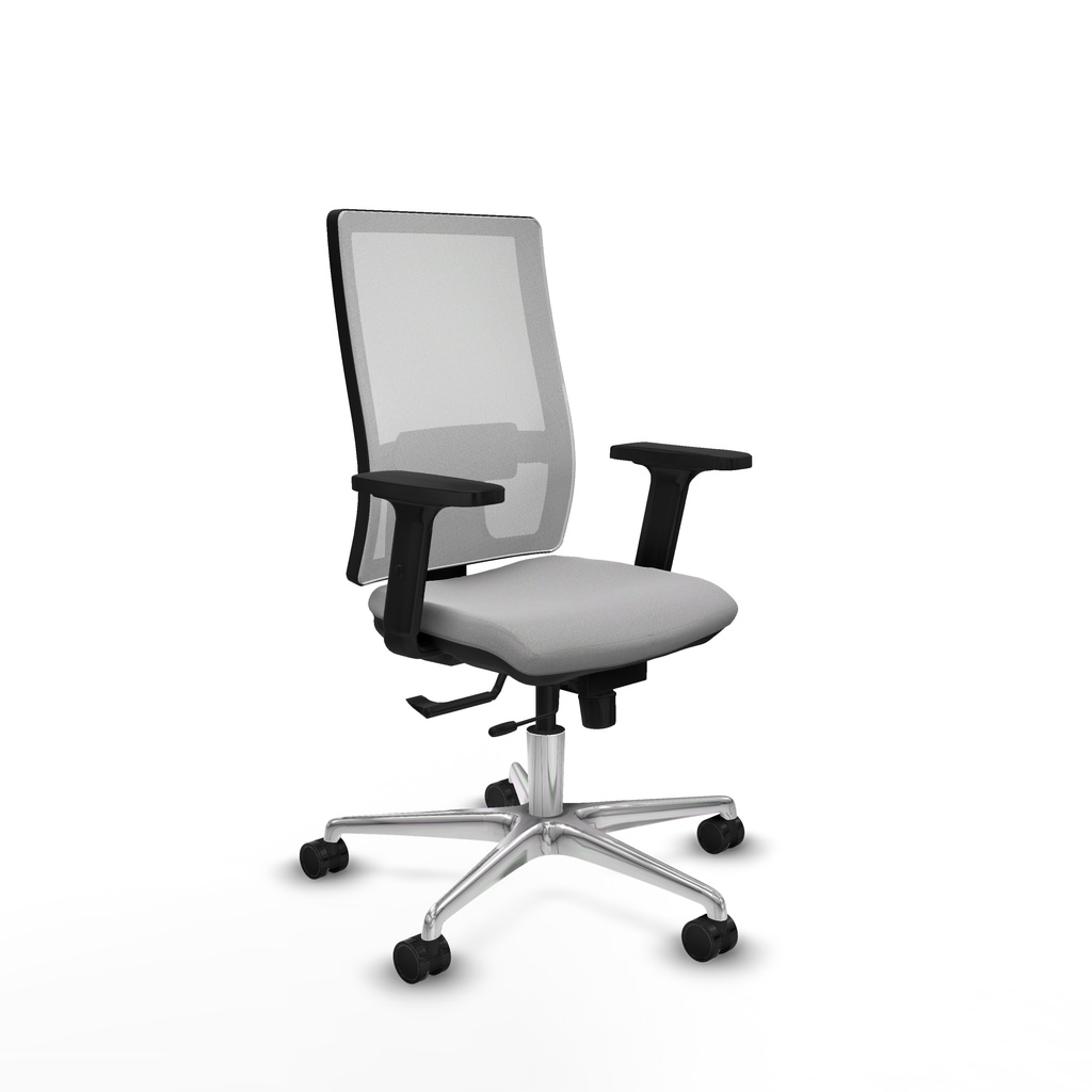 Horna traslack malla blanca bali gris claro brazos 2D base aluminio  ruedas 65mm nailon
