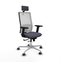 Horna traslack malla blanca bali gris oscuro brazos 2D base aluminio cabecero 2D ruedas 65mm engomadas